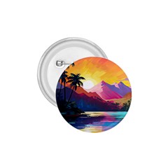 Ai Generated Tropical Island Sunset Landscape 1.75  Buttons