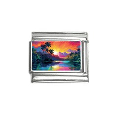 Ai Generated Tropical Island Sunset Landscape Italian Charm (9mm)