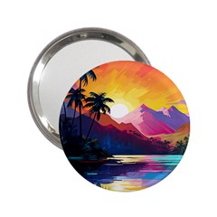 Ai Generated Tropical Island Sunset Landscape 2.25  Handbag Mirrors