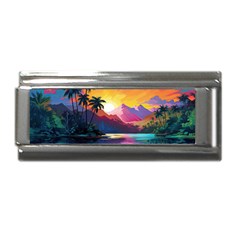 Ai Generated Tropical Island Sunset Landscape Superlink Italian Charm (9mm)