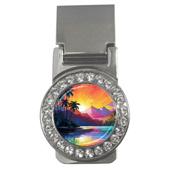 Ai Generated Tropical Island Sunset Landscape Money Clips (CZ) 