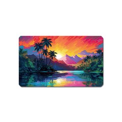 Ai Generated Tropical Island Sunset Landscape Magnet (Name Card)