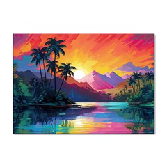 Ai Generated Tropical Island Sunset Landscape Sticker A4 (10 pack)