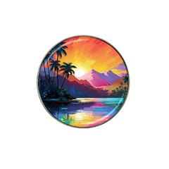 Ai Generated Tropical Island Sunset Landscape Hat Clip Ball Marker