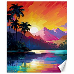 Ai Generated Tropical Island Sunset Landscape Canvas 8  x 10 