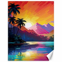 Ai Generated Tropical Island Sunset Landscape Canvas 12  x 16 