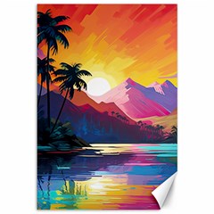 Ai Generated Tropical Island Sunset Landscape Canvas 12  x 18 