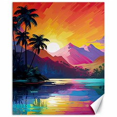 Ai Generated Tropical Island Sunset Landscape Canvas 16  x 20 