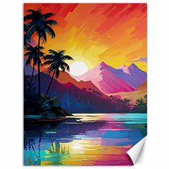 Ai Generated Tropical Island Sunset Landscape Canvas 36  x 48 