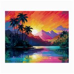 Ai Generated Tropical Island Sunset Landscape Small Glasses Cloth (2 Sides) Back