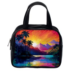 Ai Generated Tropical Island Sunset Landscape Classic Handbag (One Side)