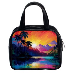 Ai Generated Tropical Island Sunset Landscape Classic Handbag (Two Sides)