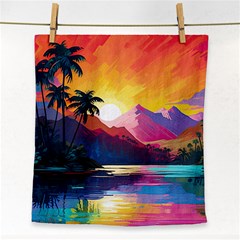 Ai Generated Tropical Island Sunset Landscape Face Towel