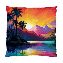 Ai Generated Tropical Island Sunset Landscape Standard Cushion Case (One Side)