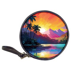 Ai Generated Tropical Island Sunset Landscape Classic 20-CD Wallets