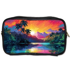 Ai Generated Tropical Island Sunset Landscape Toiletries Bag (Two Sides)