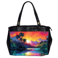 Ai Generated Tropical Island Sunset Landscape Oversize Office Handbag (2 Sides)