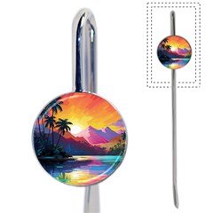 Ai Generated Tropical Island Sunset Landscape Book Mark by Wegoenart