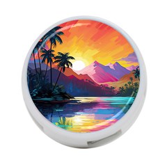 Ai Generated Tropical Island Sunset Landscape 4-Port USB Hub (One Side)