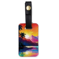 Ai Generated Tropical Island Sunset Landscape Luggage Tag (one side)