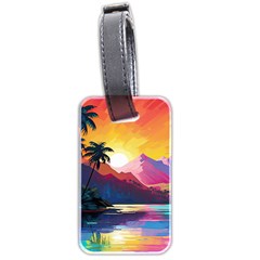 Ai Generated Tropical Island Sunset Landscape Luggage Tag (two sides)