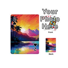 Ai Generated Tropical Island Sunset Landscape Playing Cards 54 Designs (Mini)