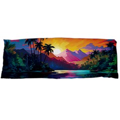 Ai Generated Tropical Island Sunset Landscape Body Pillow Case (Dakimakura)