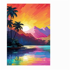 Ai Generated Tropical Island Sunset Landscape Large Garden Flag (Two Sides)