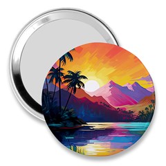 Ai Generated Tropical Island Sunset Landscape 3  Handbag Mirrors