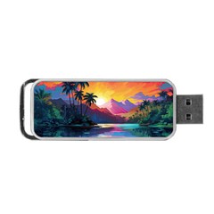 Ai Generated Tropical Island Sunset Landscape Portable USB Flash (One Side)