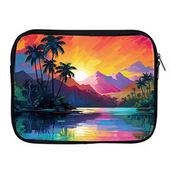 Ai Generated Tropical Island Sunset Landscape Apple iPad 2/3/4 Zipper Cases