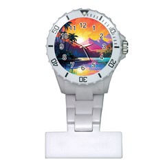 Ai Generated Tropical Island Sunset Landscape Plastic Nurses Watch by Wegoenart