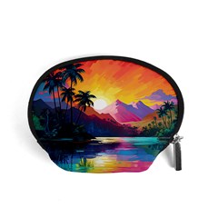 Ai Generated Tropical Island Sunset Landscape Accessory Pouch (Small)