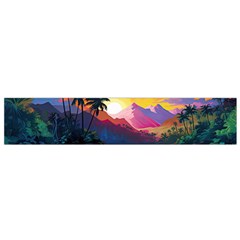 Ai Generated Tropical Island Sunset Landscape Small Premium Plush Fleece Scarf