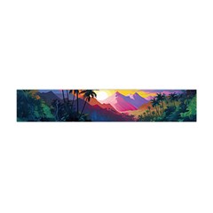 Ai Generated Tropical Island Sunset Landscape Premium Plush Fleece Scarf (Mini)