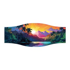 Ai Generated Tropical Island Sunset Landscape Stretchable Headband