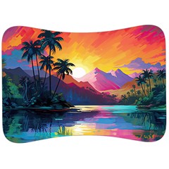 Ai Generated Tropical Island Sunset Landscape Velour Seat Head Rest Cushion