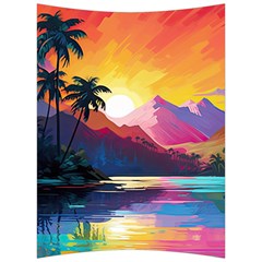 Ai Generated Tropical Island Sunset Landscape Back Support Cushion