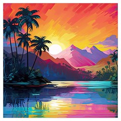 Ai Generated Tropical Island Sunset Landscape Lightweight Scarf 