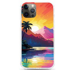 Ai Generated Tropical Island Sunset Landscape Iphone 12 Pro Max Tpu Uv Print Case by Wegoenart