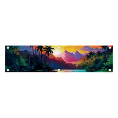 Ai Generated Tropical Island Sunset Landscape Banner And Sign 4  X 1  by Wegoenart