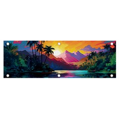 Ai Generated Tropical Island Sunset Landscape Banner And Sign 6  X 2  by Wegoenart