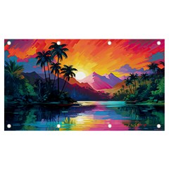 Ai Generated Tropical Island Sunset Landscape Banner and Sign 7  x 4 