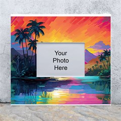 Ai Generated Tropical Island Sunset Landscape White Wall Photo Frame 5  X 7  by Wegoenart