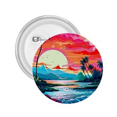 Tropical Island Sunset Landscape 2 25  Buttons by Wegoenart