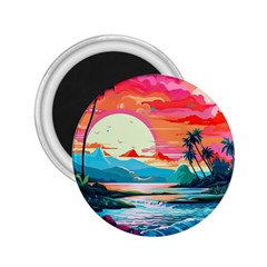 Tropical Island Sunset Landscape 2 25  Magnets by Wegoenart