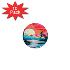 Tropical Island Sunset Landscape 1  Mini Magnet (10 pack) 