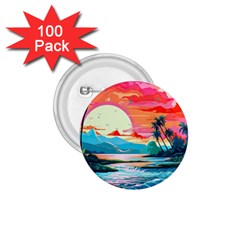 Tropical Island Sunset Landscape 1 75  Buttons (100 Pack) 