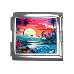 Tropical Island Sunset Landscape Mega Link Italian Charm (18mm)