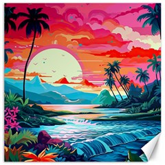 Tropical Island Sunset Landscape Canvas 12  x 12 